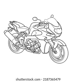 motorcycle sketch, coloring, isolated object on white background, vector illustration, eps