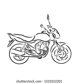 motorcycle sketch, contour vector illustration for background 