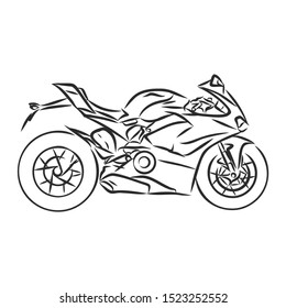 motorcycle sketch, contour vector illustration for background 
