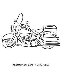 Motorcycle sketch, contour vector illustration 