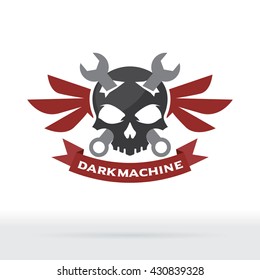 Motorcycle Skull Garage Logo, Motorcycle Rider Team Badge