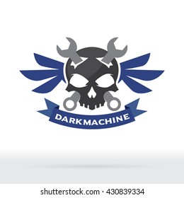 Motorcycle Skull Garage Logo, Motorcycle Rider Team Badge
