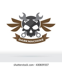 Motorcycle Skull Garage Logo, Motorcycle Rider Team Badge