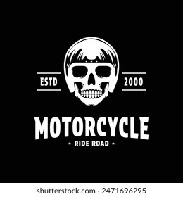 motorcycle skull helmet logo design vintage retro style