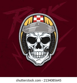motorcycle skull patch retro style