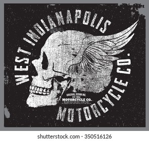 MOTORCYCLE WITH SKULL T-SHIRT GRAPHIC