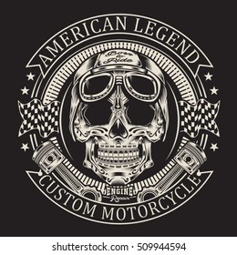 Motorcycle skull typography, t-shirt graphics, vectors