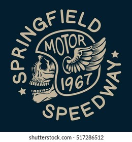 Motorcycle skull typography, t-shirt graphics, vectors