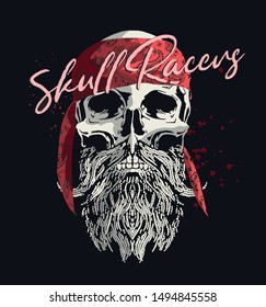 motorcycle skull. typography t-shirt printing.