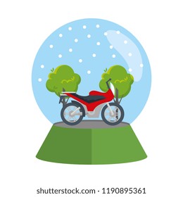motorcycle in snow sphere