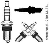 Motorcycle spark plug vector illustration. Crossed Spark Plug 