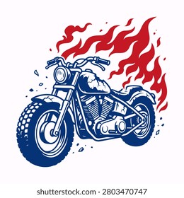 Motorcycle speed concept with an engine engulfed in bright red flames motorcycle transportation