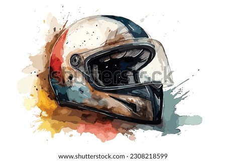 Motorcycle Speed Helmet Motorcycle Rider watercolor painting Abstract background.