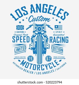 Motorcycle speed racing typography, t-shirt graphics, vectors