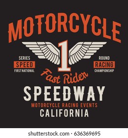 Motorcycle speed way typography, tee shirt graphics, vectors