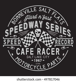 Motorcycle speed way typography, t-shirt graphics, vectors