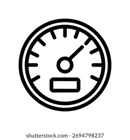 Icono de línea del velocímetro de la motocicleta, ilustración del contorno del instrumento del tablero de instrumentos de la motocicleta que muestra el indicador, la aguja y la pantalla del odómetro