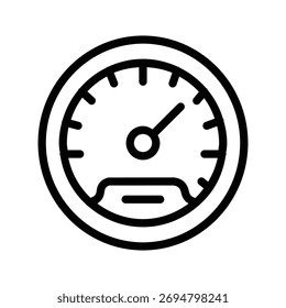 Motorrad Tachometer Linie Symbol, Umrissdarstellung des Motorrad Armaturenbrett-Instrumentes mit Lehre, Nadel und Kilometeranzeige