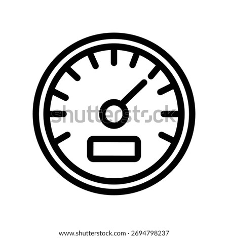 Motorcycle speedometer line icon, outline illustration of motorbike dashboard instrument showing gauge, needle, and odometer display
