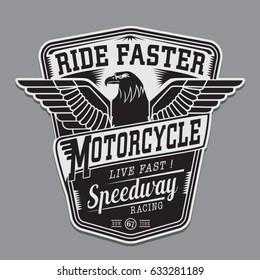 Motorcycle speedway eagles typography, tee shirt graphics, vectors