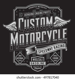 Motorcycle speedway racing typography, t-shirt grahics, vectors