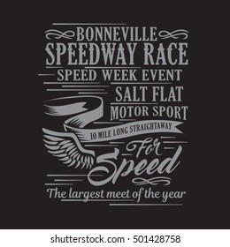 Motorcycle ,speedway racing typography, t-shirt graphics, vectors
