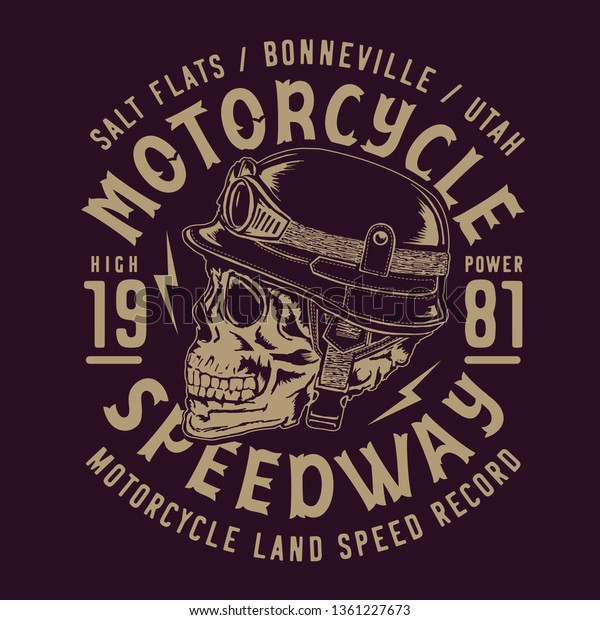Motorcycle speedway skull typography, tee shirt\
graphics, vectors, hand drawn\
artwork\
