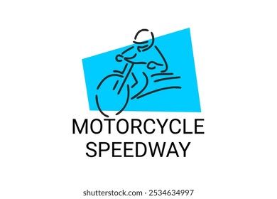 motorcycle speedway sport vector line icon. motorcyclists ride their motorbikes on a dirt circuit. sport pictogram illustration.