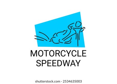 motorcycle speedway sport vector line icon. motorcyclists ride their motorbikes on a dirt circuit. sport pictogram illustration.