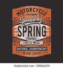 Motorcycle speedway typography, tee shirt graphics, vectors, sport