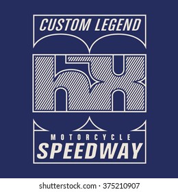 Motorcycle speedway typography, t-shirt graphics, vectors