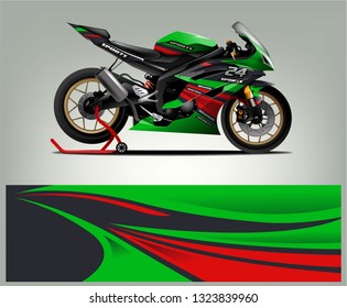 Motorcycle sport decal sticker wrap design vector. Graphic abstract stripe racing background kit designs for Racing livery