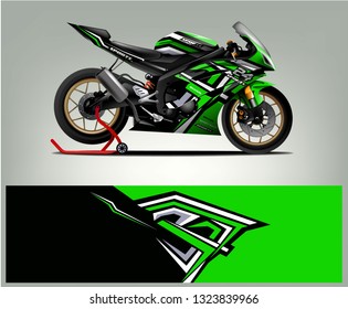 Motorcycle sport decal sticker wrap design vector. Graphic abstract stripe racing background kit designs for Racing livery