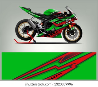 Motorcycle sport decal sticker wrap design vector. Graphic abstract stripe racing background kit designs for Racing livery