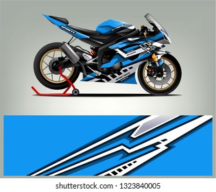 Motorcycle sport decal sticker wrap design vector. Graphic abstract stripe racing background kit designs for Racing livery