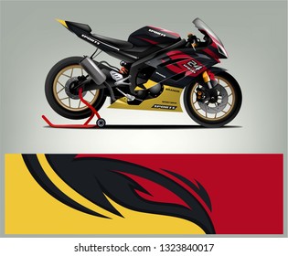 Motorcycle sport decal sticker wrap design vector. Graphic abstract stripe racing background kit designs for Racing livery