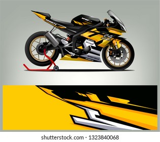 Motorcycle sport decal sticker wrap design vector. Graphic abstract stripe racing background kit designs for Racing livery