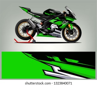 Motorcycle sport decal sticker wrap design vector. Graphic abstract stripe racing background kit designs for Racing livery