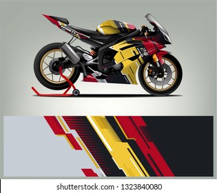 Motorcycle sport decal sticker wrap design vector. Graphic abstract stripe racing background kit designs for Racing livery