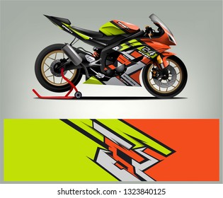 Motorcycle sport decal sticker wrap design vector. Graphic abstract stripe racing background kit designs for Racing livery