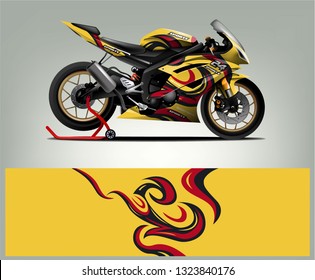 Motorcycle sport decal sticker wrap design vector. Graphic abstract stripe racing background kit designs for Racing livery