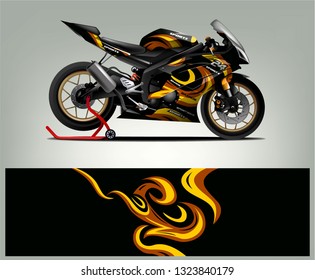 Motorcycle sport decal sticker wrap design vector. Graphic abstract stripe racing background kit designs for Racing livery