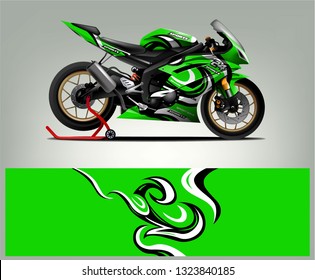 Motorcycle sport decal sticker wrap design vector. Graphic abstract stripe racing background kit designs for Racing livery