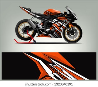 Motorcycle sport decal sticker wrap design vector. Graphic abstract stripe racing background kit designs for Racing livery