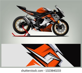 Motorcycle sport decal sticker wrap design vector. Graphic abstract stripe racing background kit designs for Racing livery