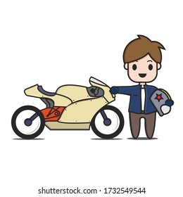 motocicleta parada al lado del conductor