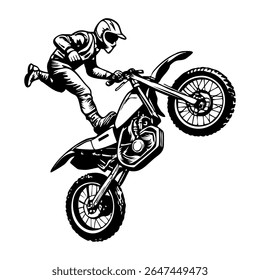 Motocicleta dublê executor, ilustração estilo vintage