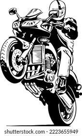 Motorcycle Stunt Wheelie Vector Illustration