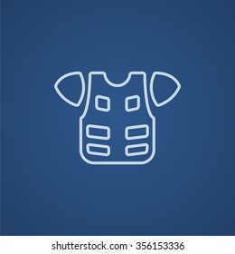 Icono de línea de traje de motocicleta para web, móvil e infografía. Icono azul claro del vector aislado en fondo azul.