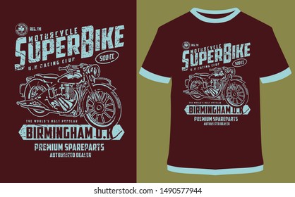 Motorcycle - Superbike UK Racing Club -  Vector Graphics, For Sticker Or Printing For The T-shirt and Poster